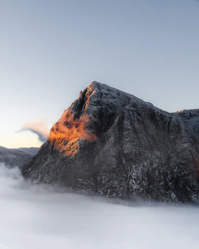 Mountain with red volcanic glow