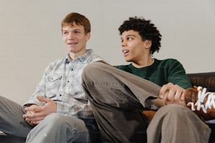 a man and a woman sitting on a couch