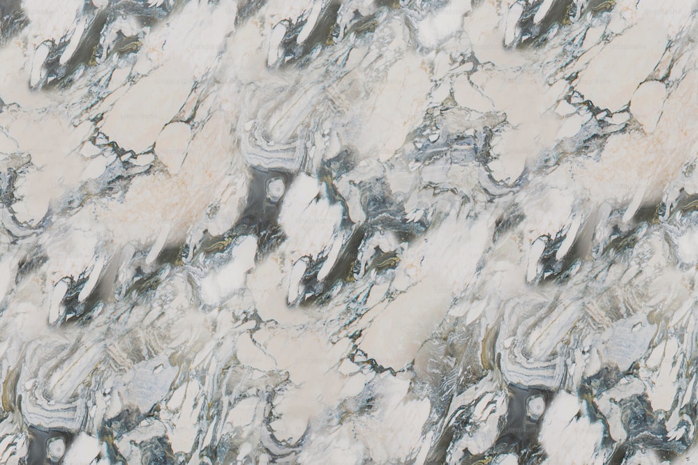 a marbled surface with a black and white design