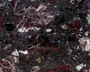 a close up of a black and white marble