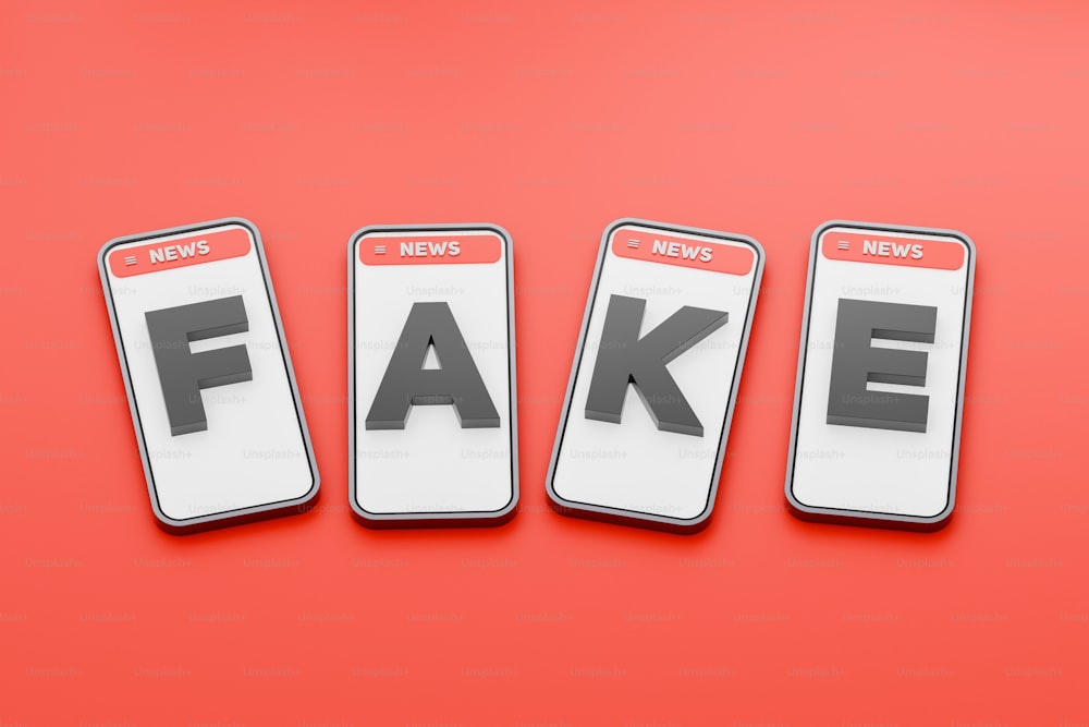 fake news and fake news on a red background