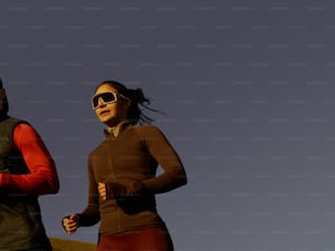 a couple of people that are running together