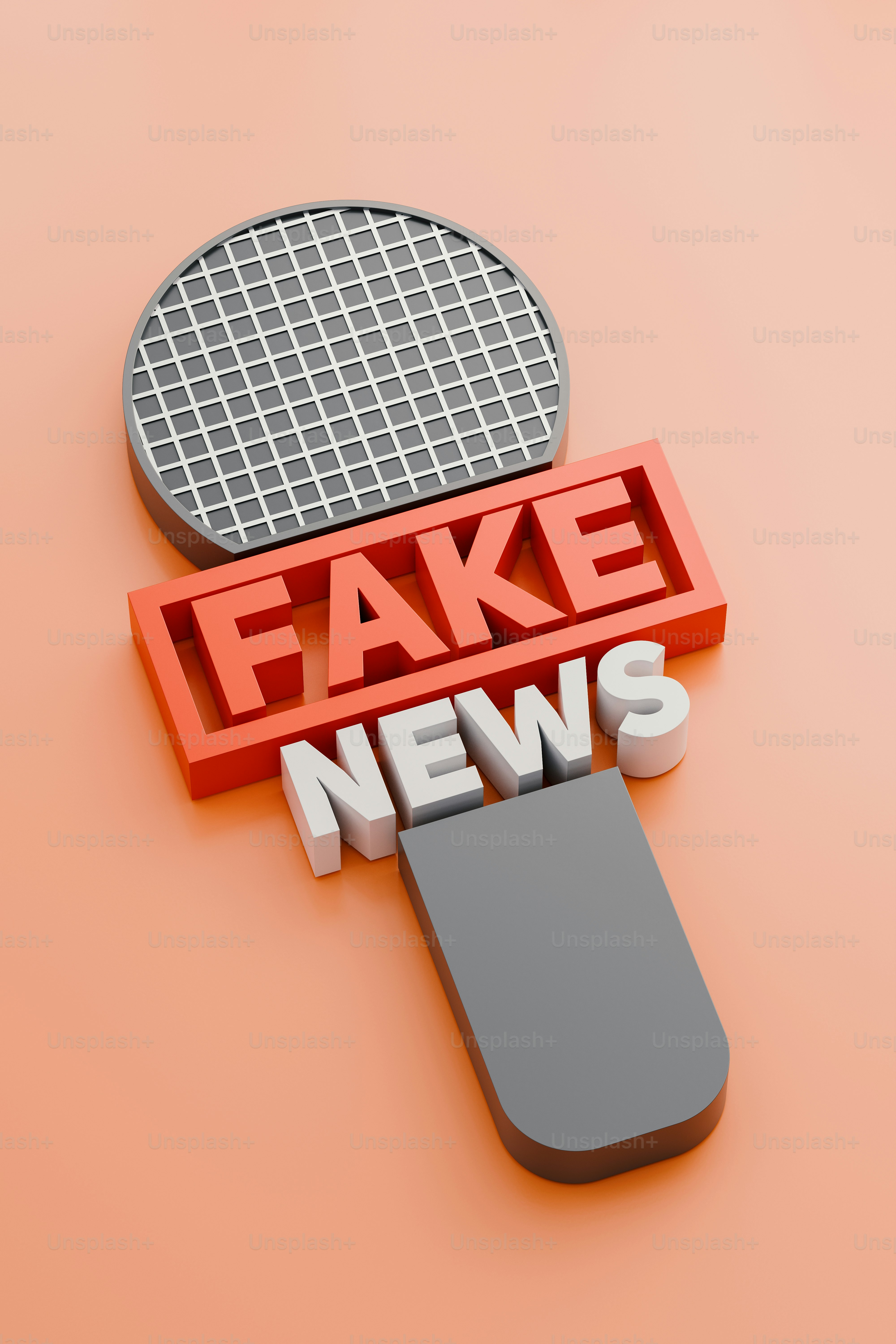 a fake news sign with a magnifying glass