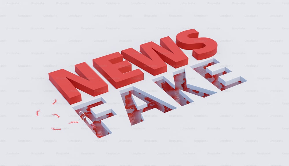 a red news fake logo with a white background
