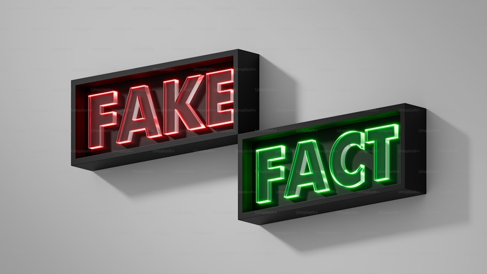 two signs that say fake and fact