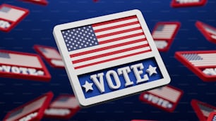 a vote sticker surrounded by red, white and blue stars