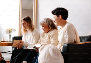 a group of women sitting next to each other on a couch