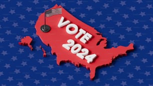 a map of the united states with the vote sign on it