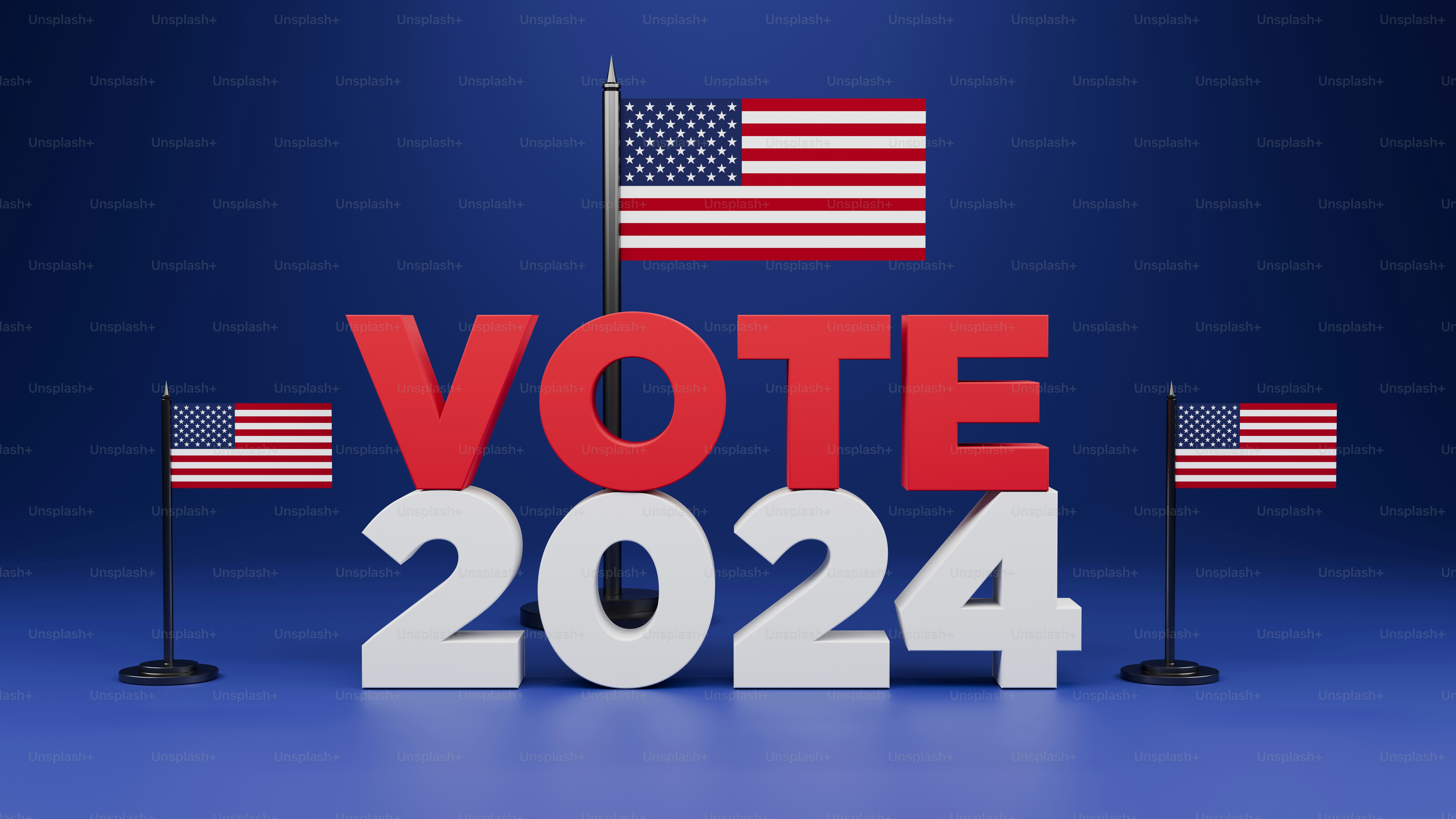 a vote sign with american flags in the background