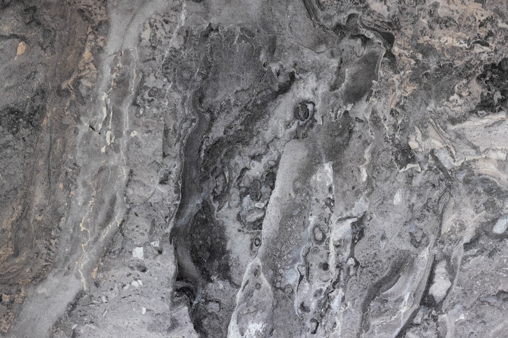 a black and white photo of a rock face