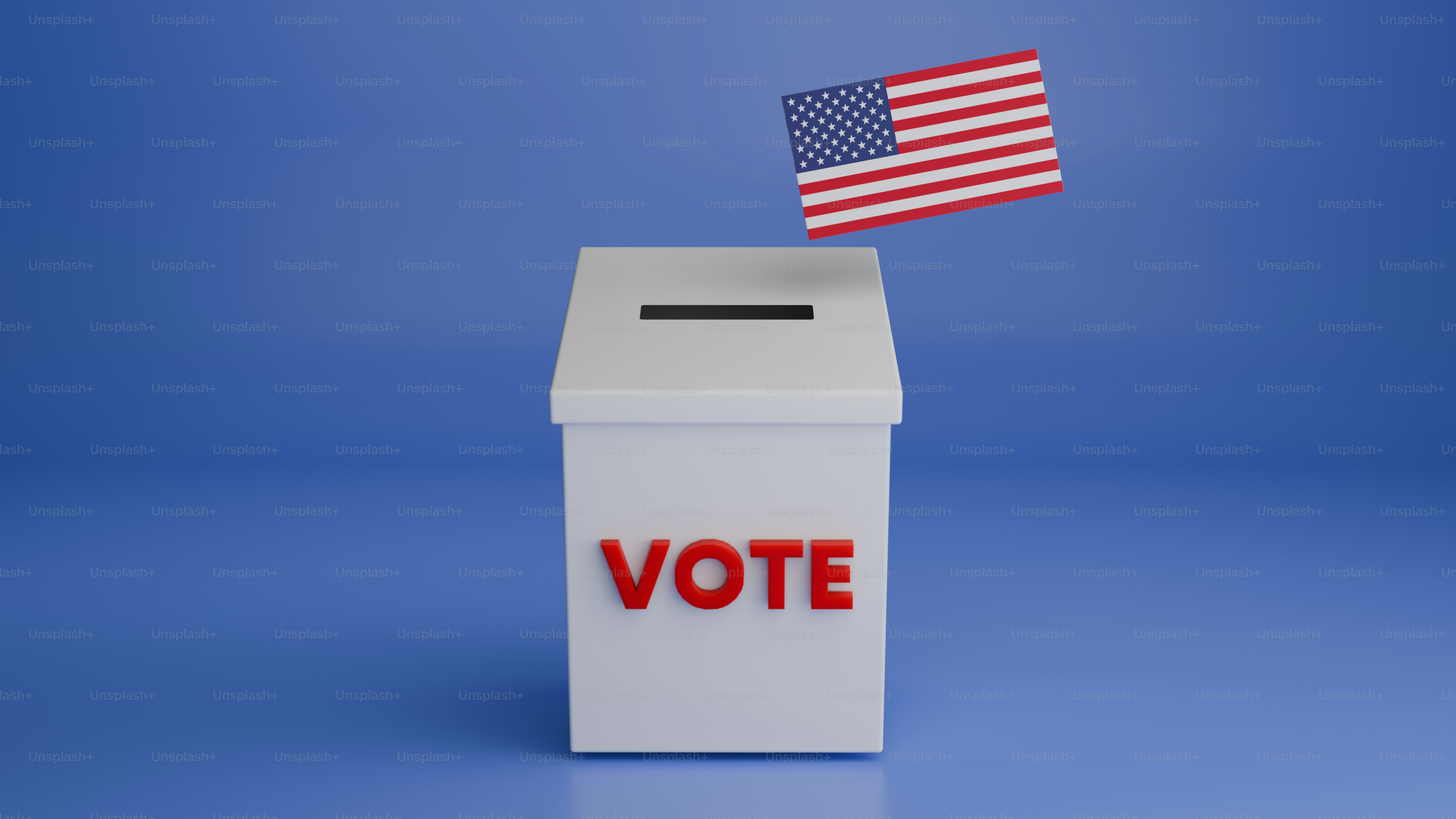 Una urna con una bandera estadounidense que sobresale de ella