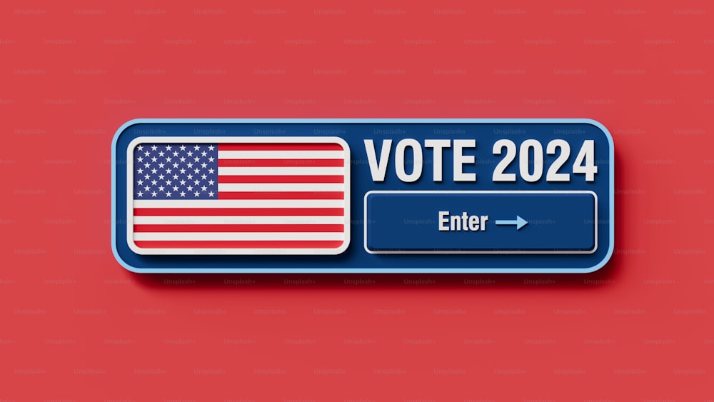 a vote button with the american flag on it