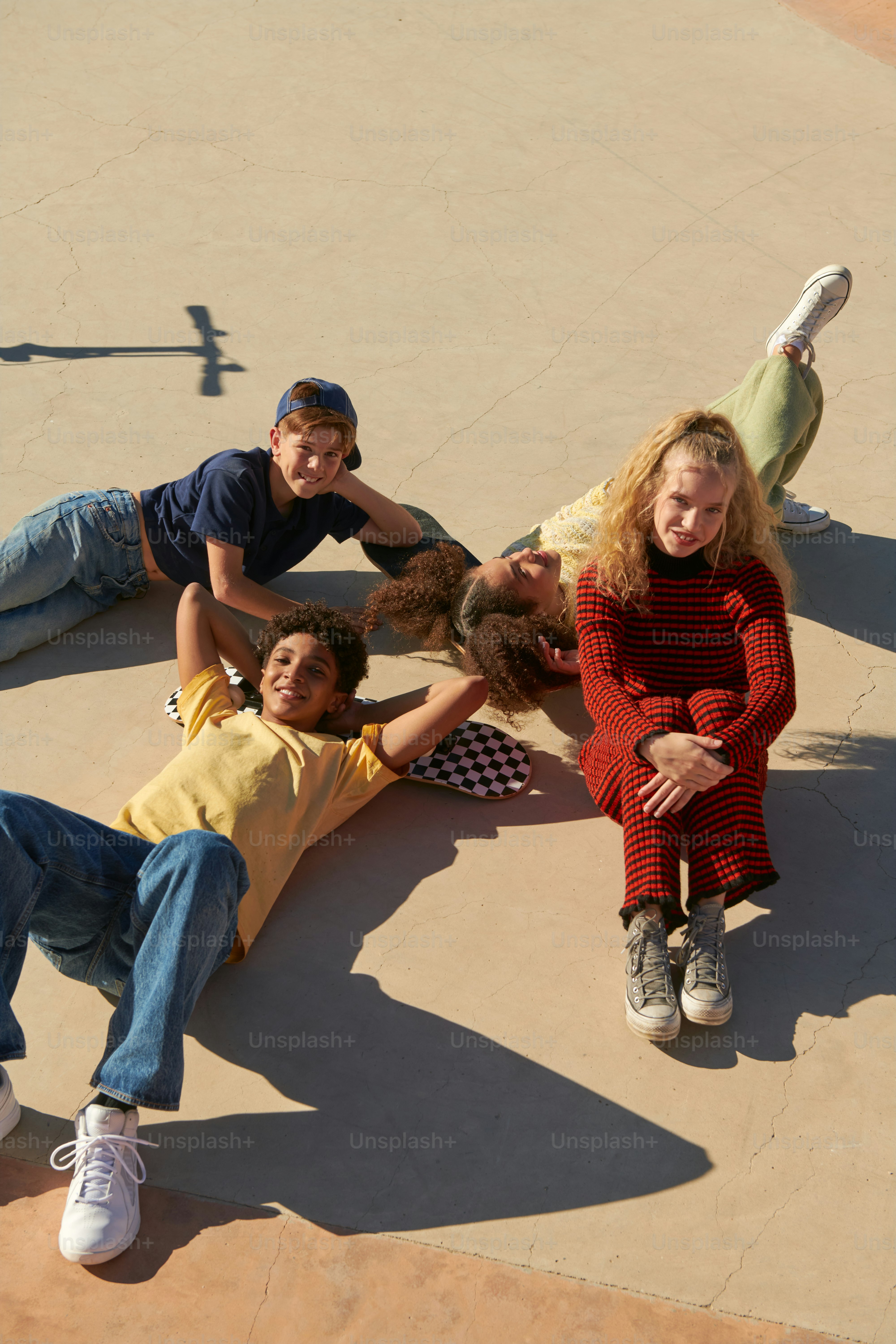 a group of people laying on the ground