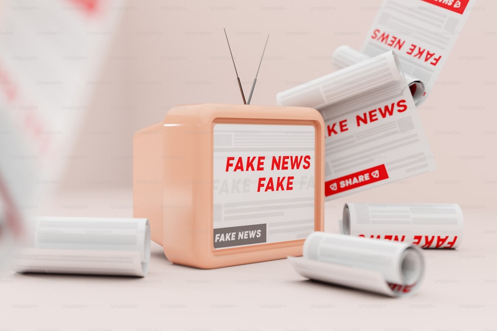 fake news fake news is coming out of a tv