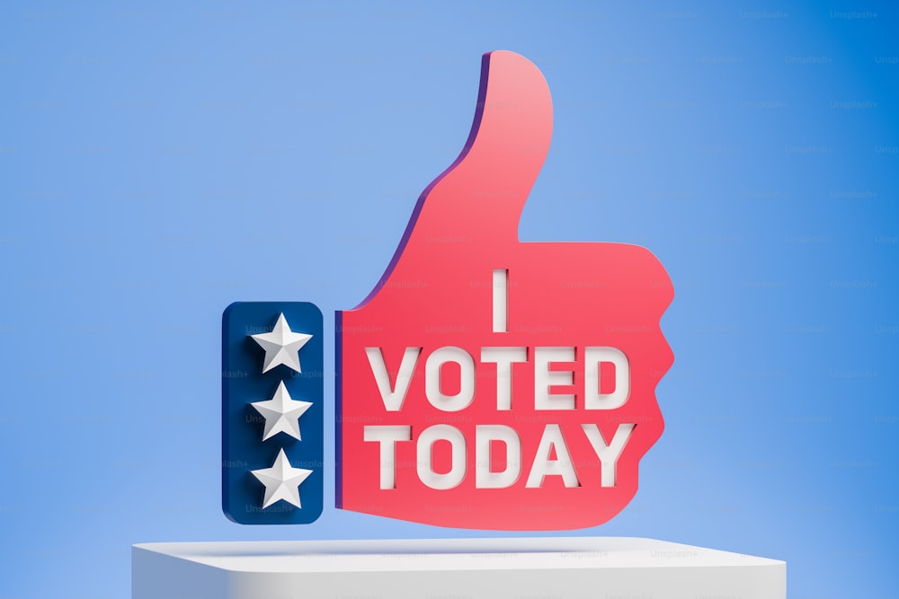 Un cartel con el pulgar hacia arriba que dice "Voto hoy"