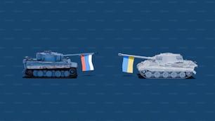 un par de tanques con una bandera encima de ellos