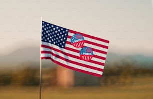 an american flag with a picture of a cupcake on it