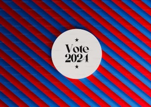 赤と青の背景に「vote 2012」と書かれた白いボタン