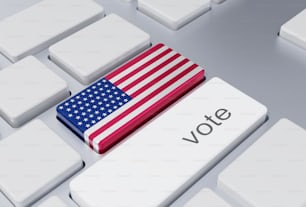 an american flag is placed on a computer keyboard
