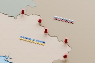 Eine Karte der Ukraine mit den Namen des Landes
