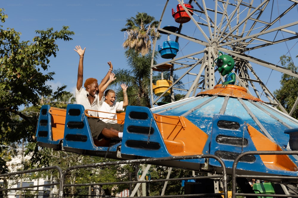 a couple of people that are on a ride