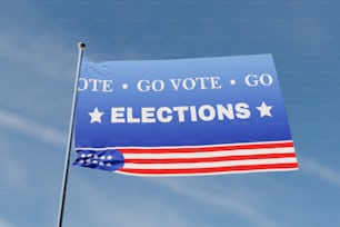 a blue and white sign that says vote go vote go