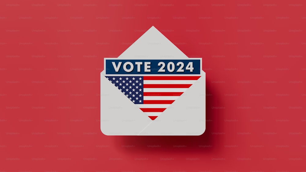 a vote sticker on a red background