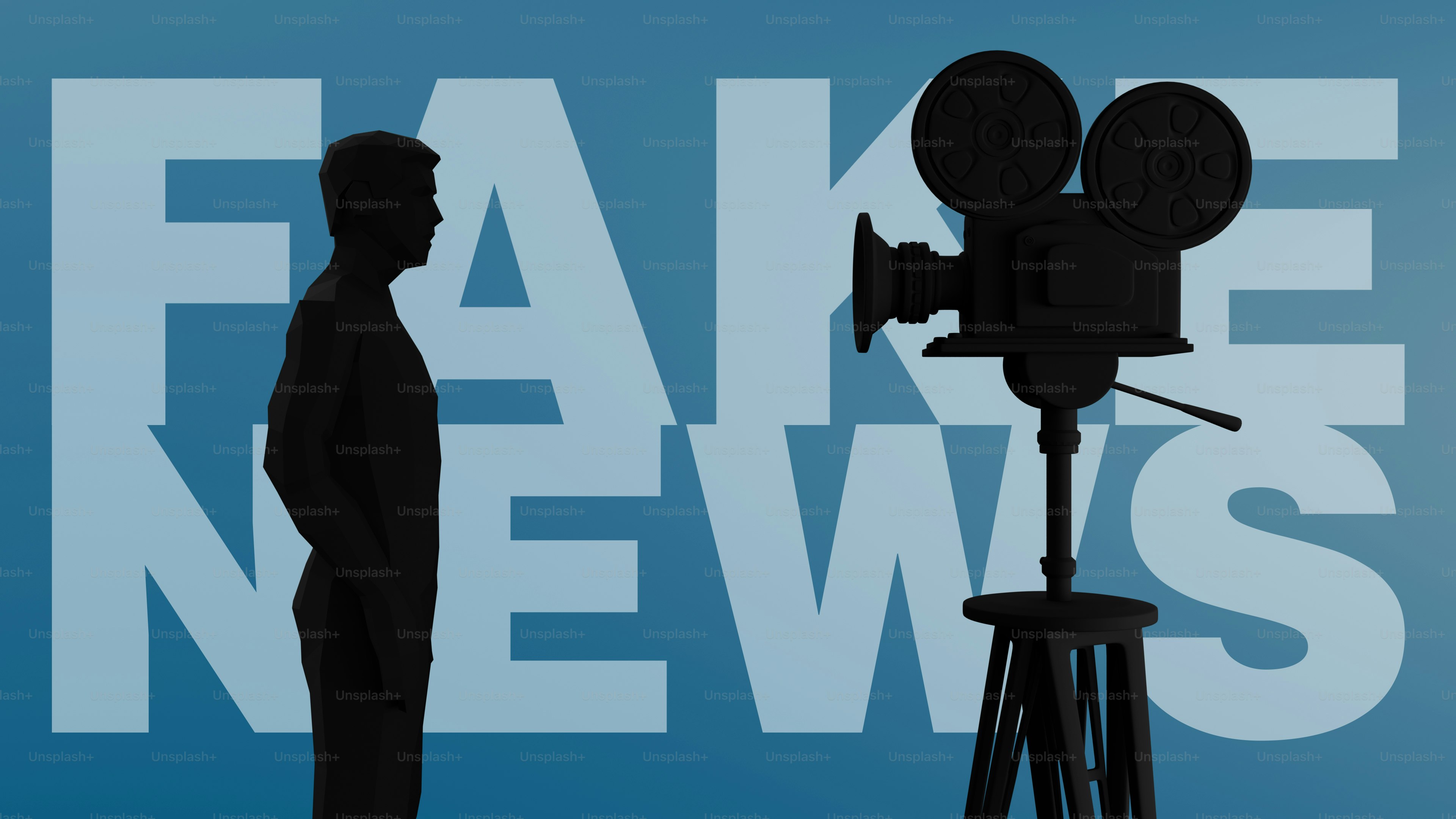a man standing next to a movie camera