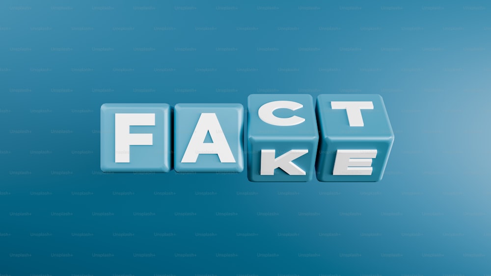 a blue block that says fact fake on it