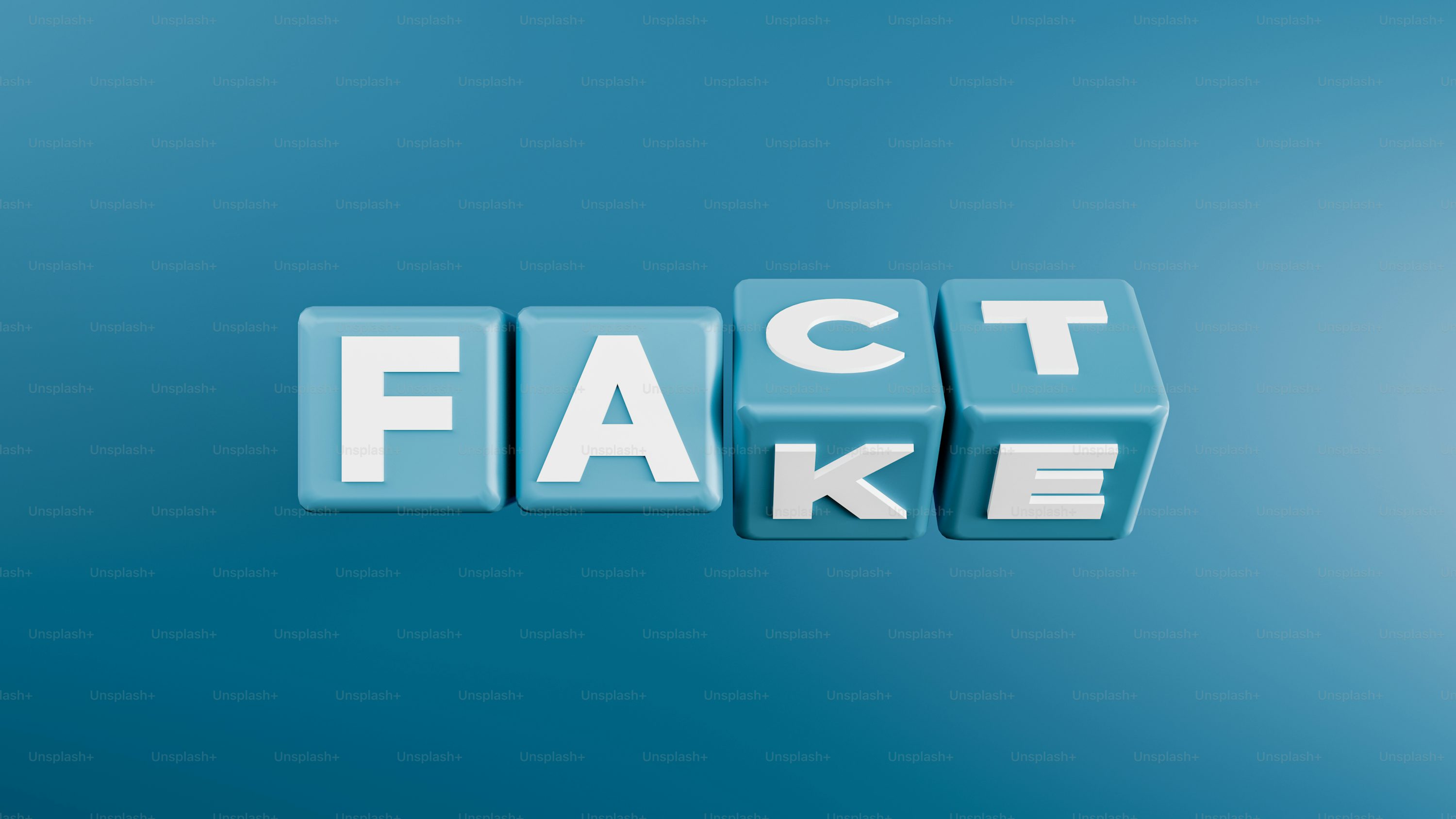 a blue block that says fact fake on it