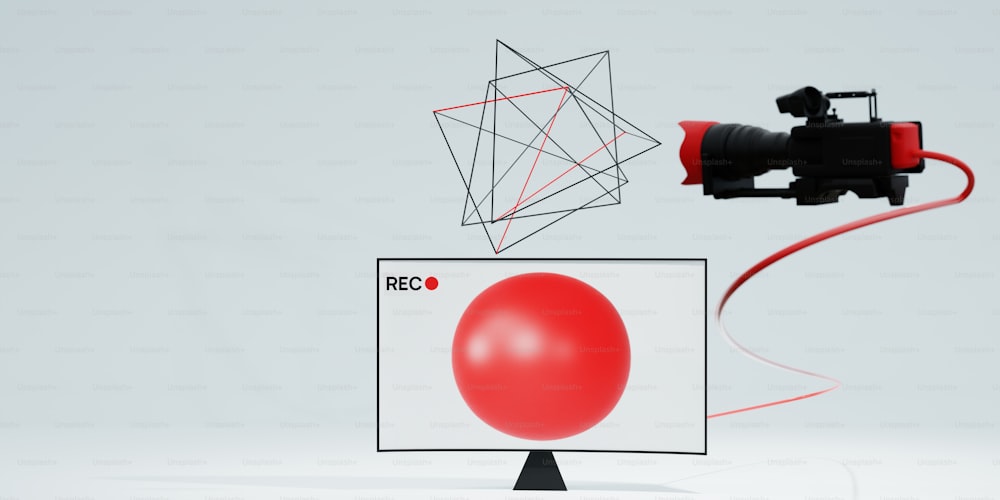 a computer screen with a red ball on it