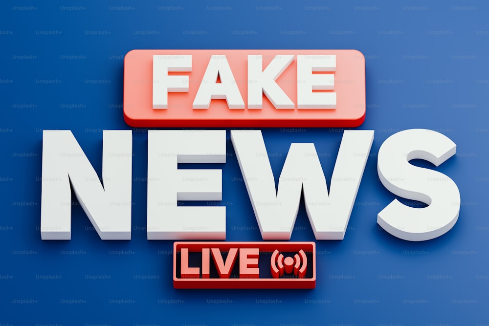 fake news logo with a red and white sign
