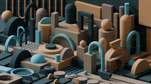 Ein computergeneriertes Bild einer Vielzahl von Objekten