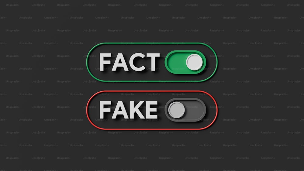 two buttons with the words fact and fake on them