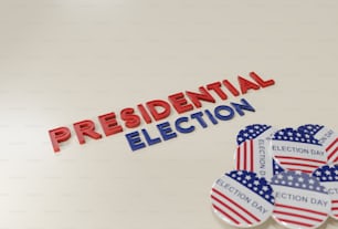 a presidential election sign with a pair of mitts