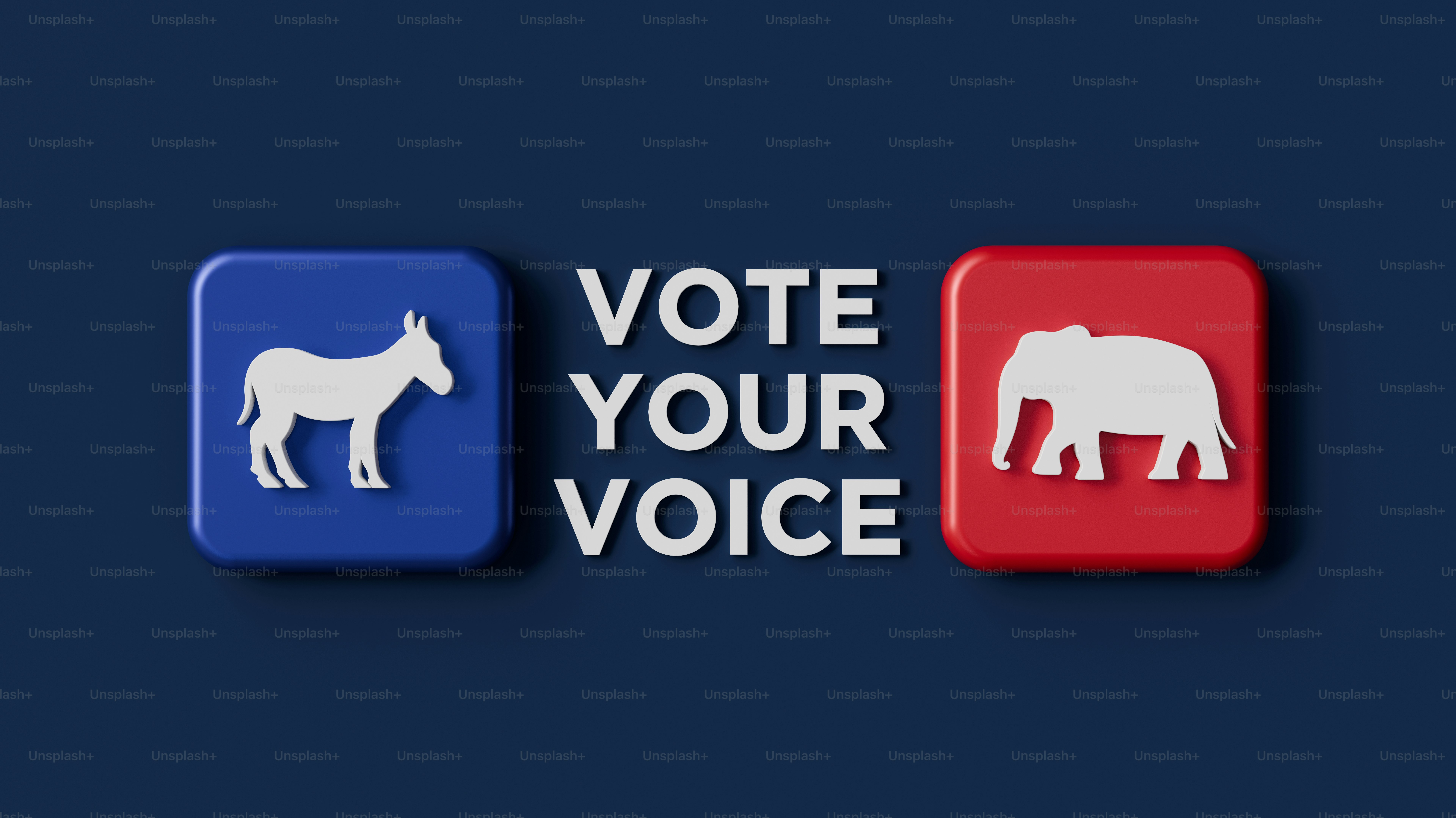 Vota tu voz con símbolos de burro y elefante