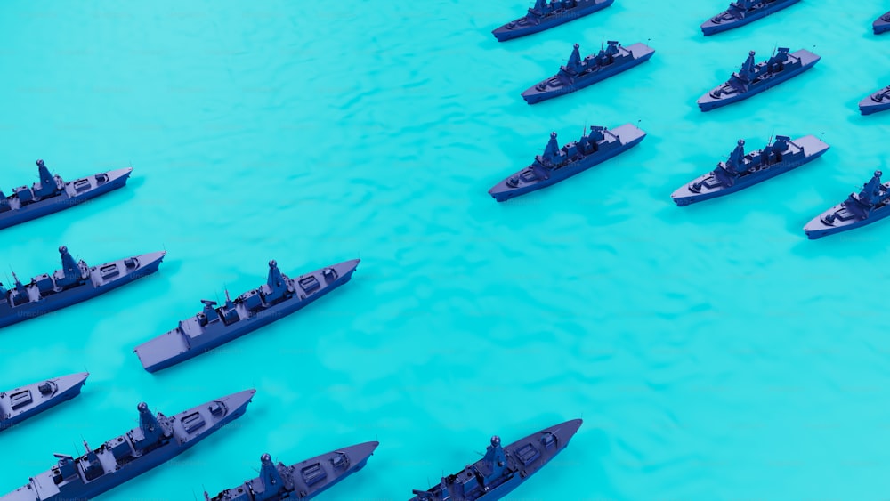 Un grupo de botes flotando sobre un cuerpo de agua