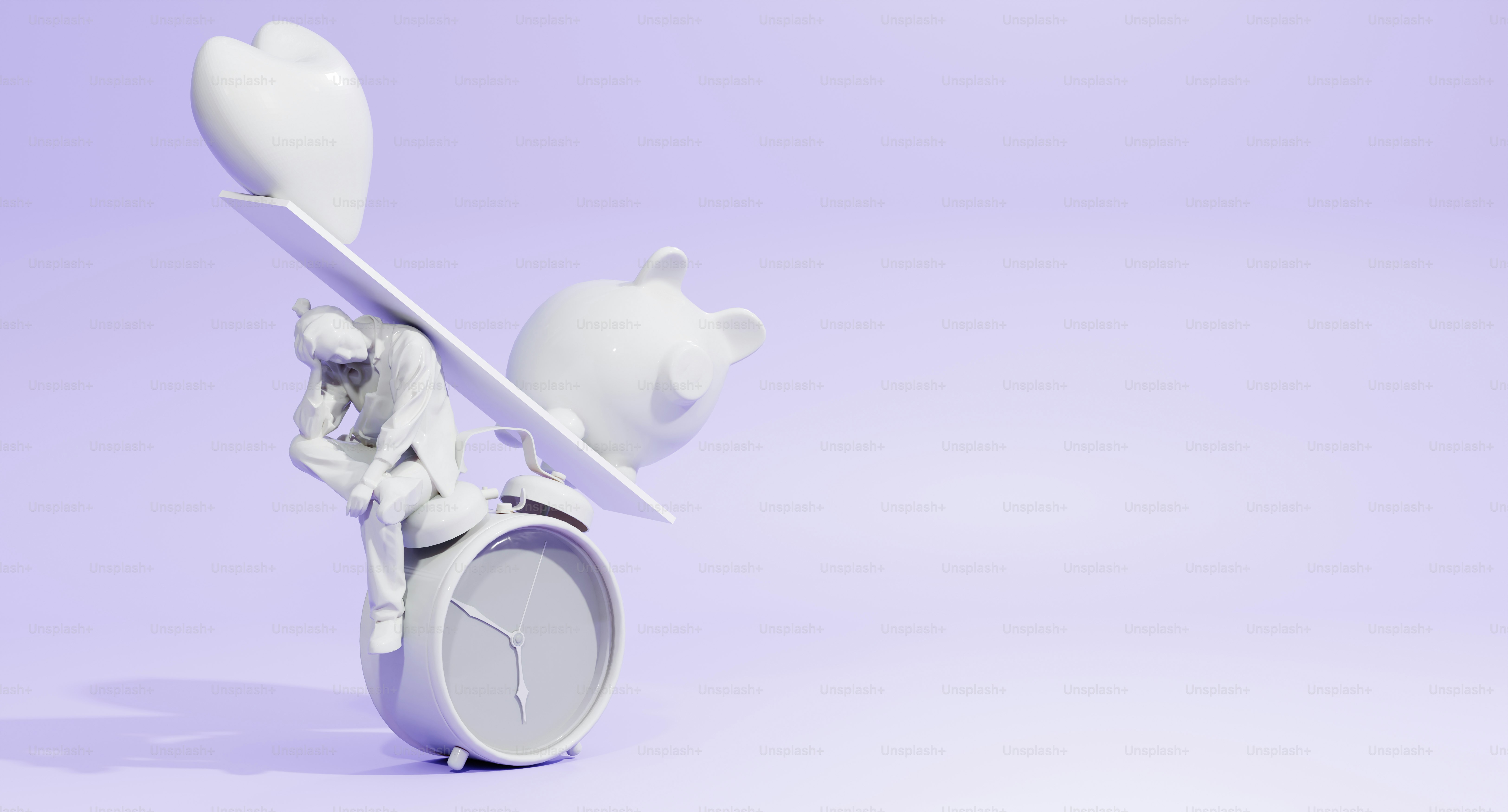 um relógio branco com uma pessoa em cima dele