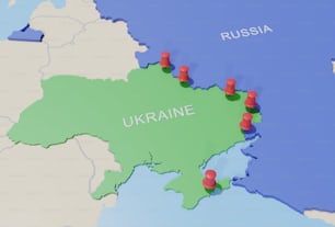 Una mappa del paese dell'Ucraina