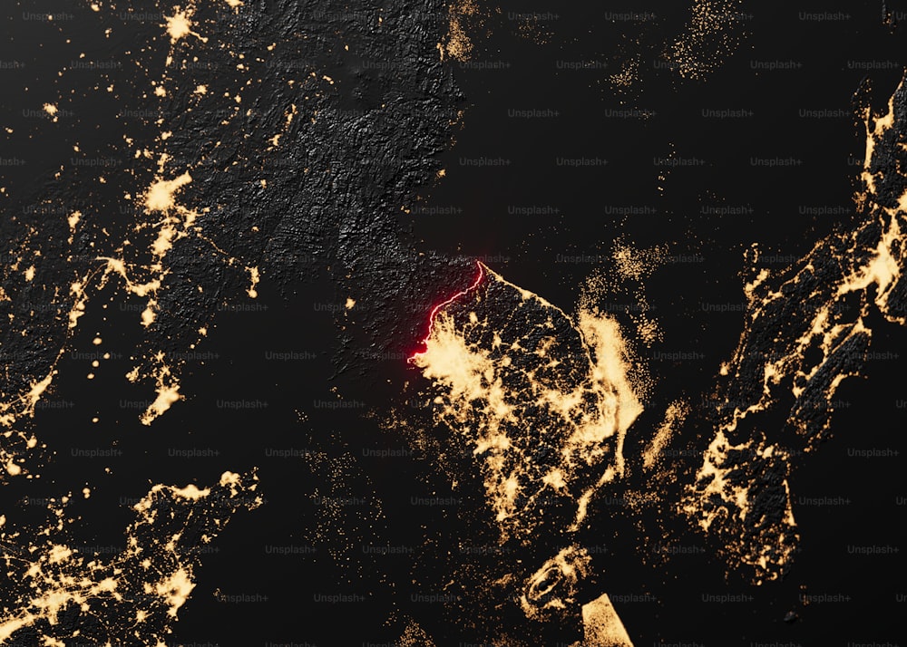 밤에 지구의 위성 이미지