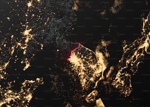 Una imagen satelital de la Tierra por la noche