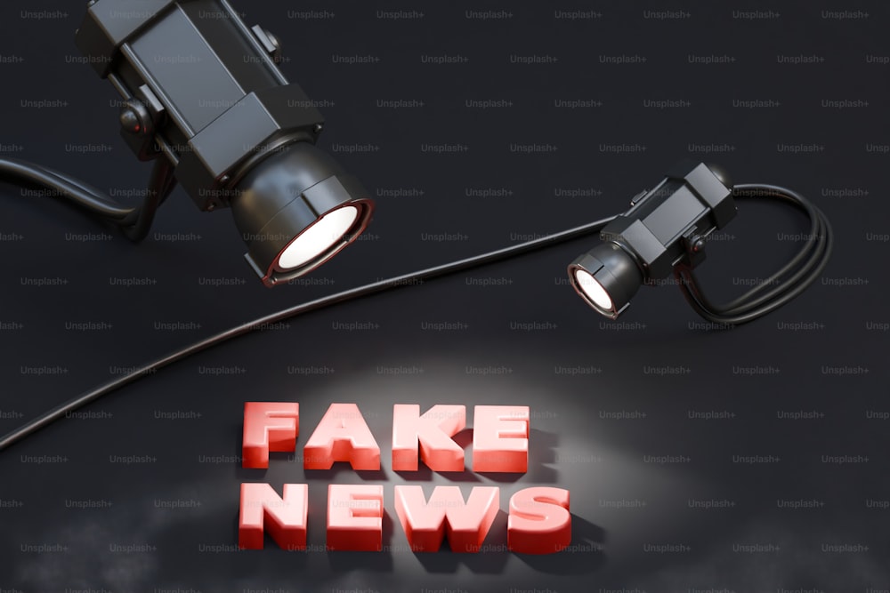 um sinal de fake news com duas luzes acesas