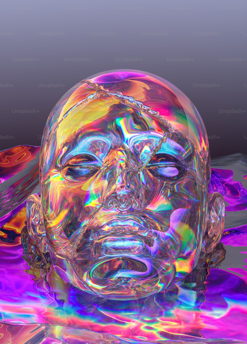 a multicolored image of a person's face