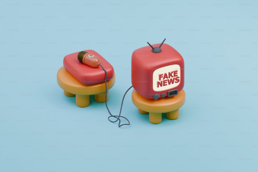 a fake news box sitting on top of a table