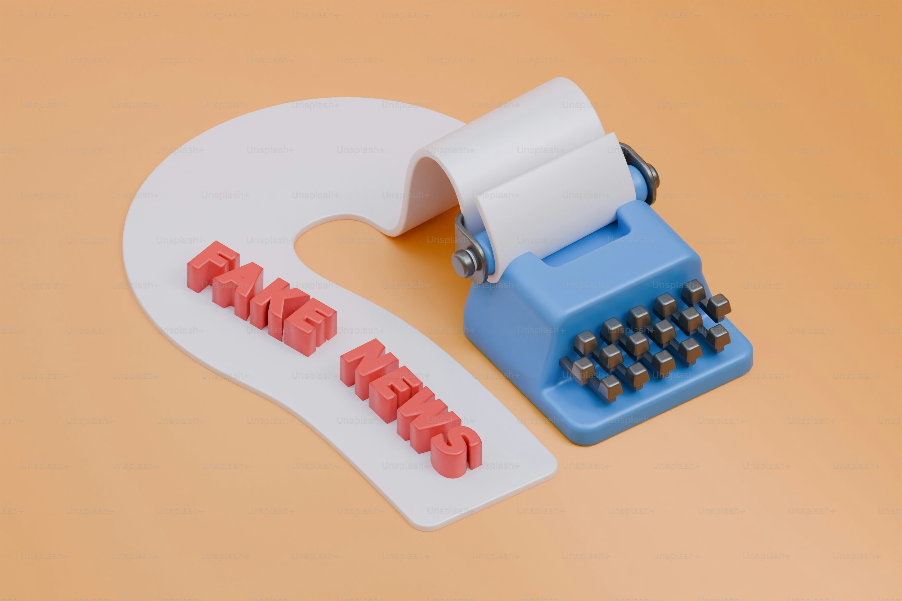 Typewriter of Fake News. 3D Render.