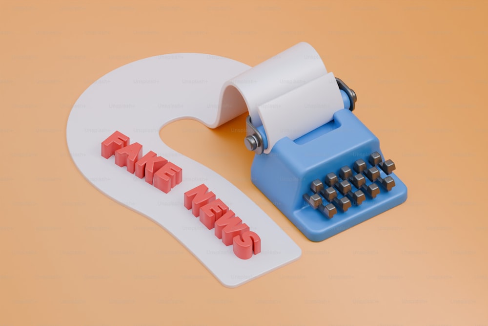 una máquina de escribir azul y blanca junto a un cortador de papel