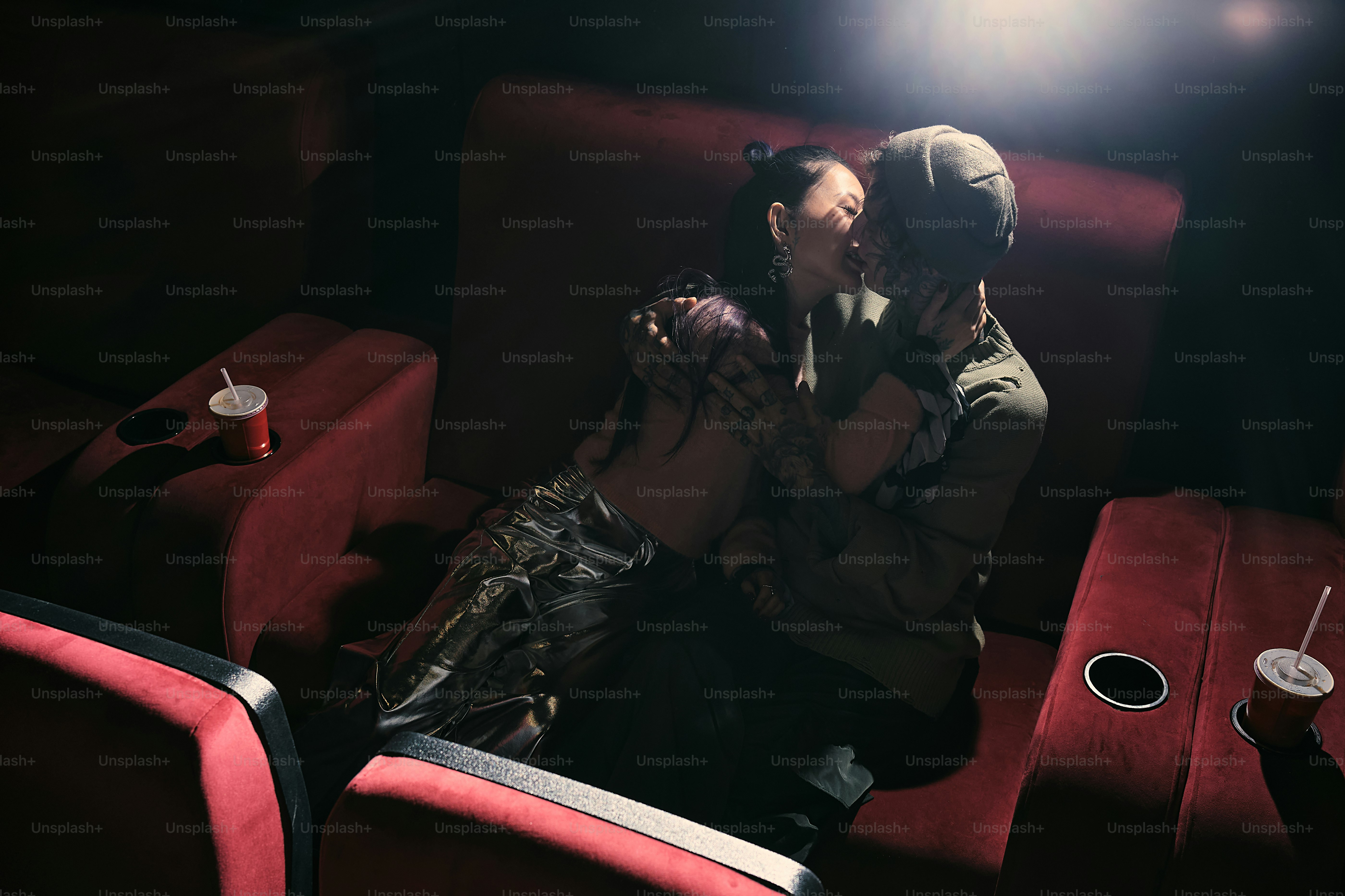 a couple on a date at the movie theater