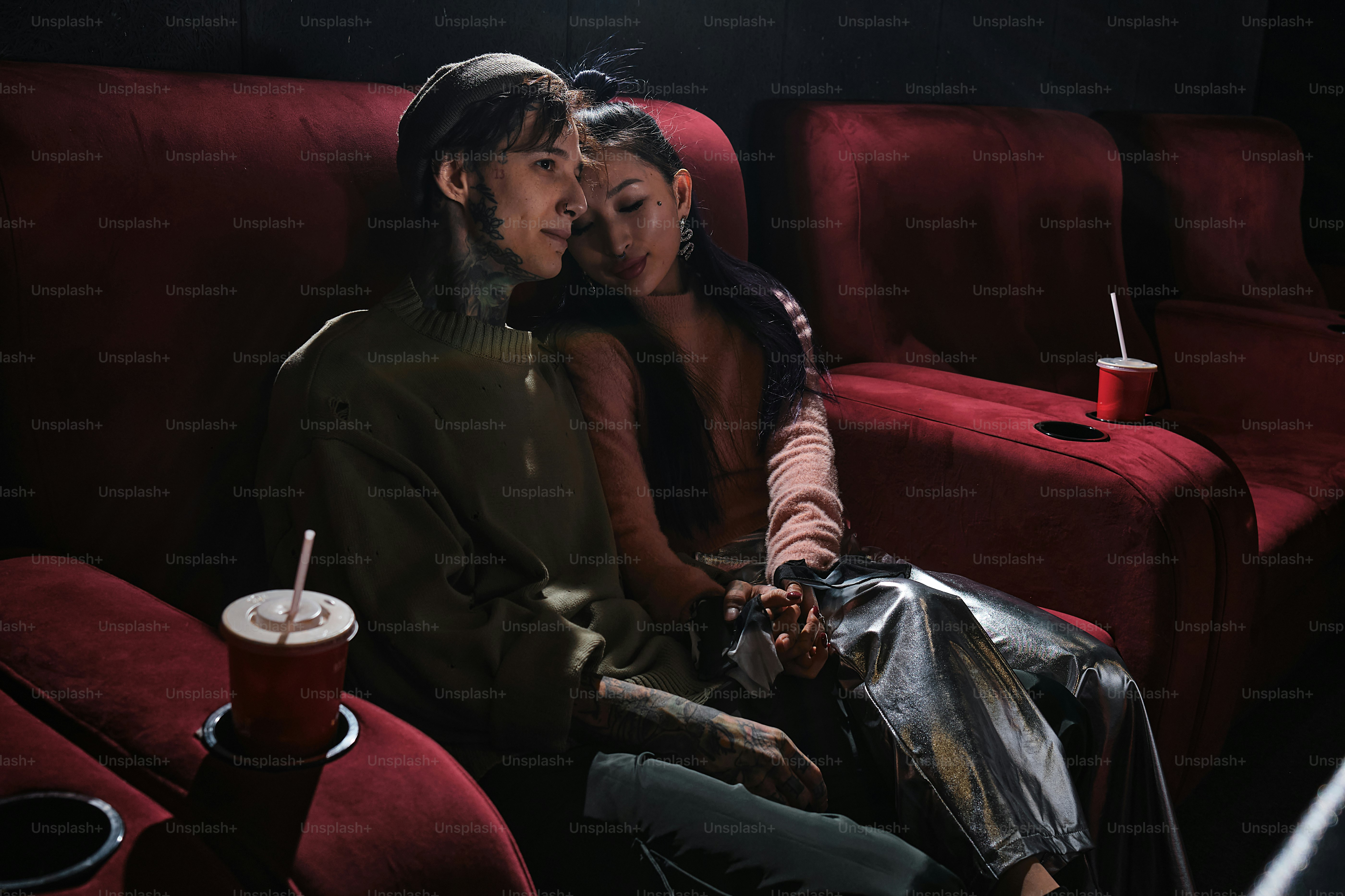 a couple on a date at the movie theater