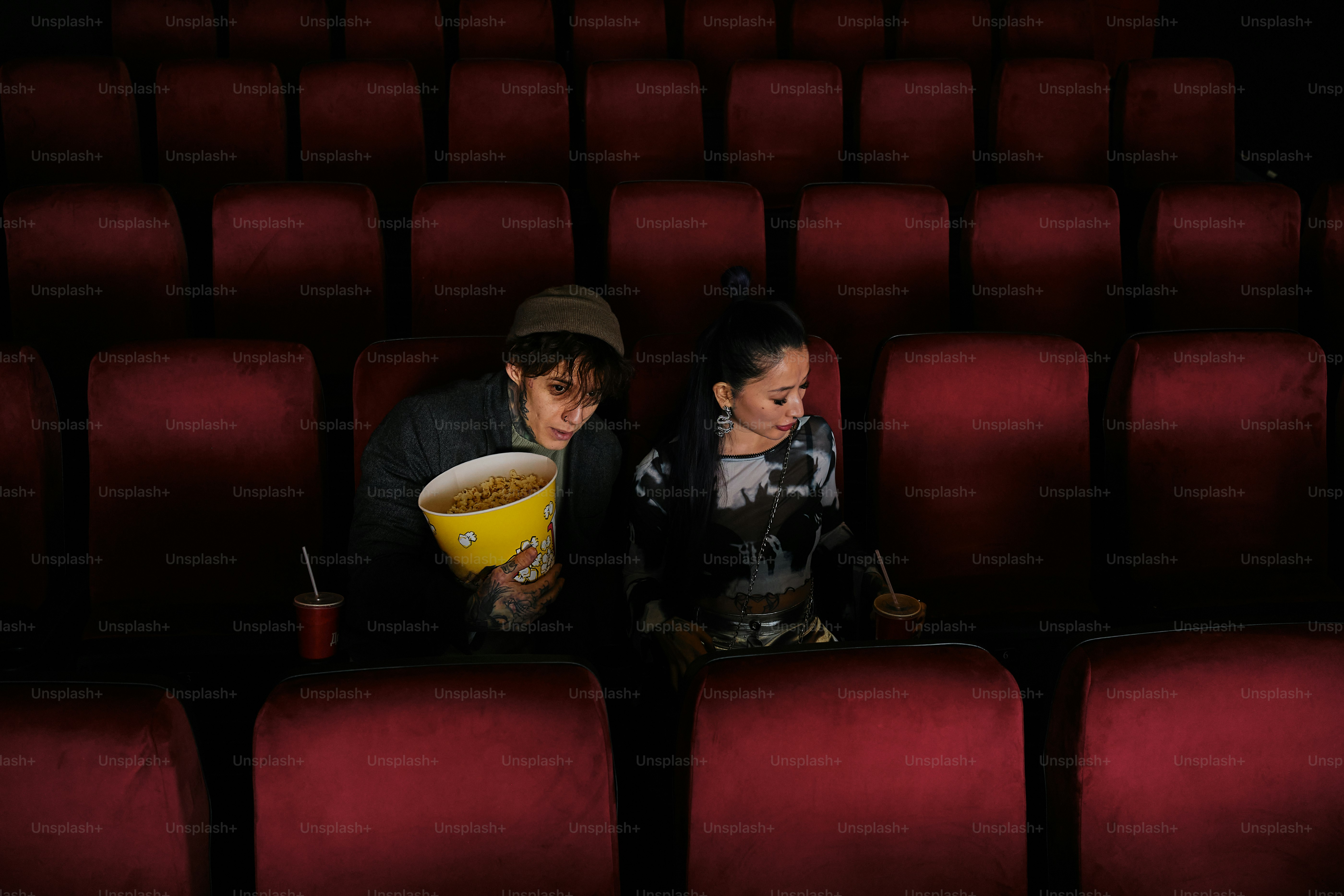 a couple on a date at the movie theater