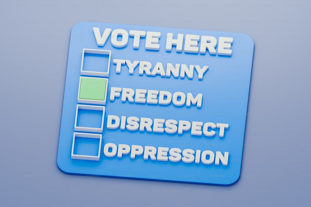 벽에 파란색 투표 표지판